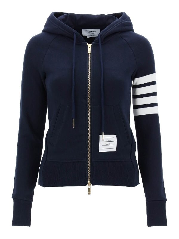 4-Bar Stripe Cotton Hooded Zip-up - Jente