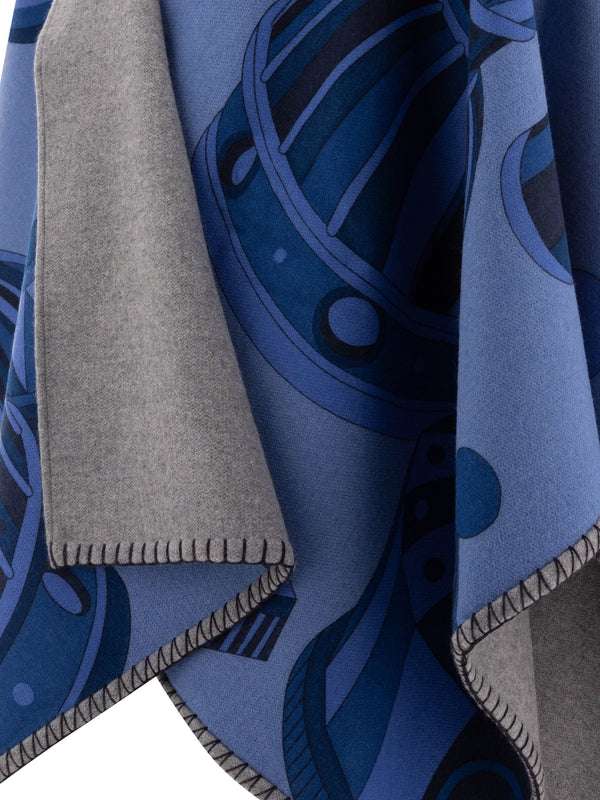 リバーシブル カシミアウール ケープ