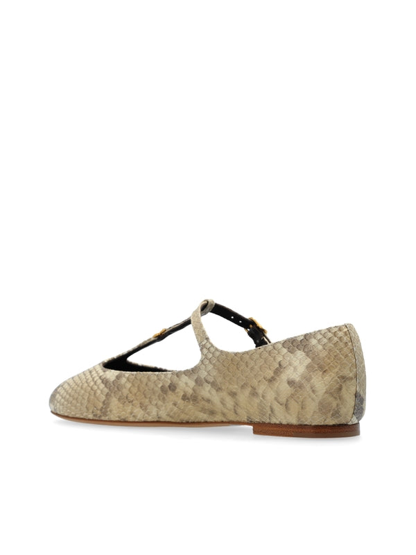 Marcie Animal Effect Leather Flat Shoes