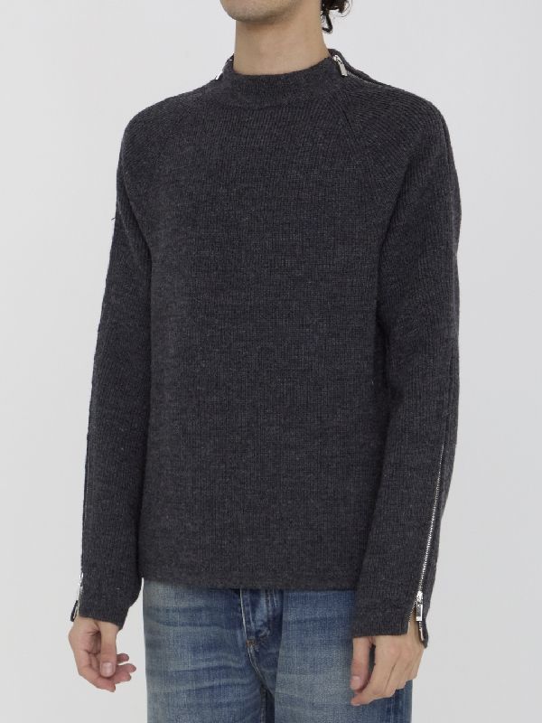 Zipper Detail Wool Knit - Jente