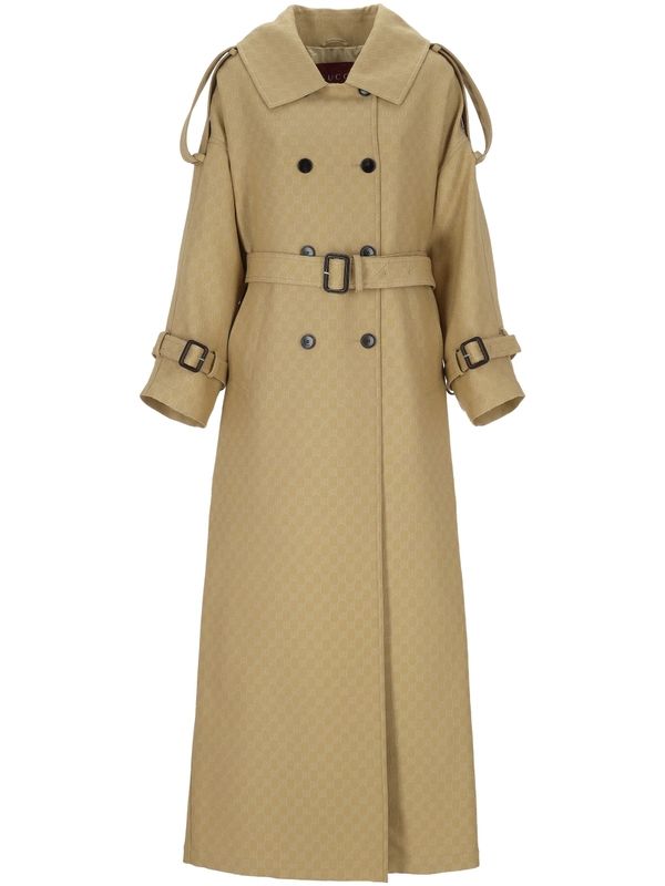 Belt Detail Wool Silk Trench Coat