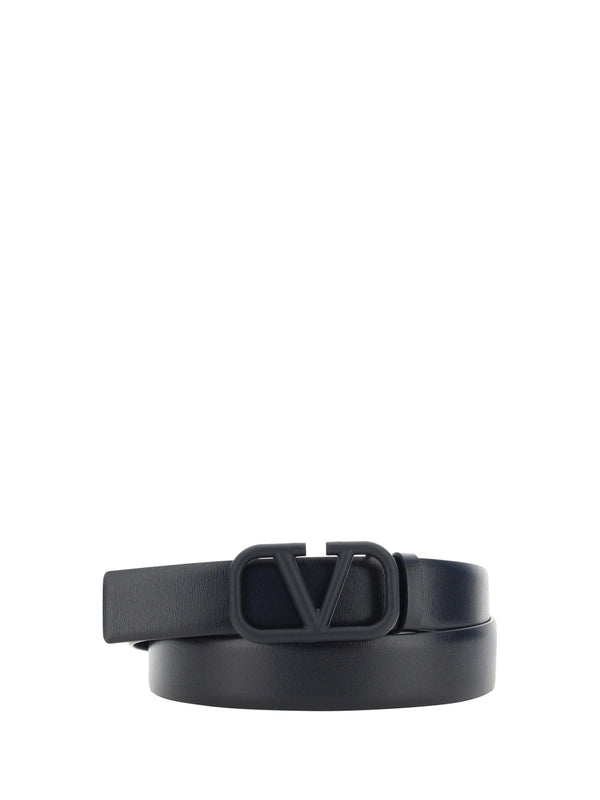 V Logo Leather Belt