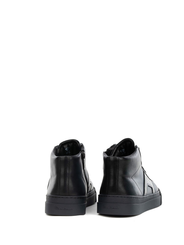 Double Buckle Leather High Top Sneakers