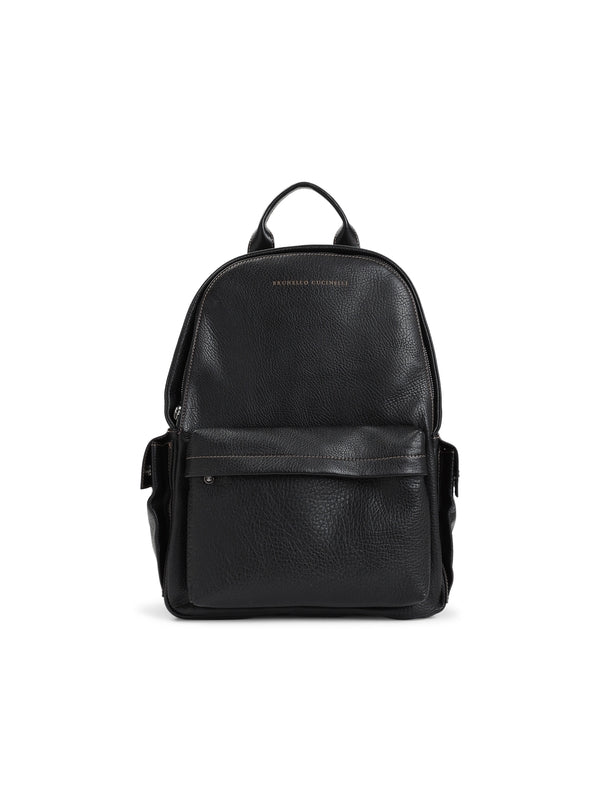 Logo Detail Grain Leather Backpack