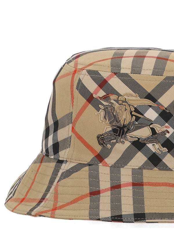 Logo Embroidered Check Bucket Hat