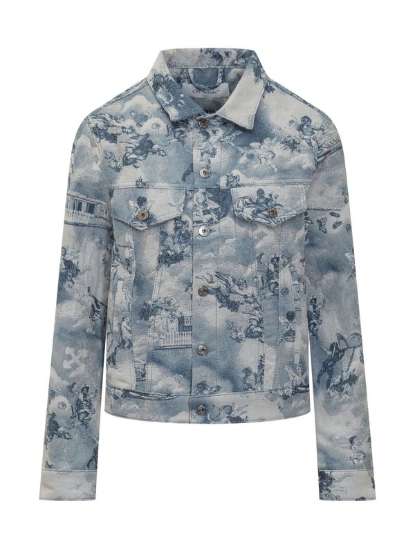 Allover Fresco Pattern Denim Jacket