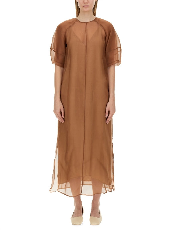 Brown Silk Long Dress