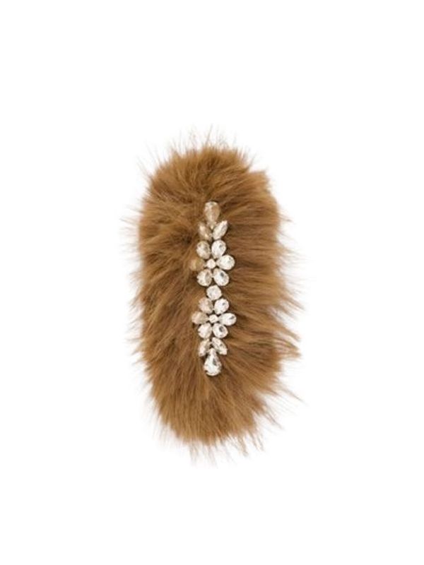 Crystal Embellished Faux Fur Hairpin