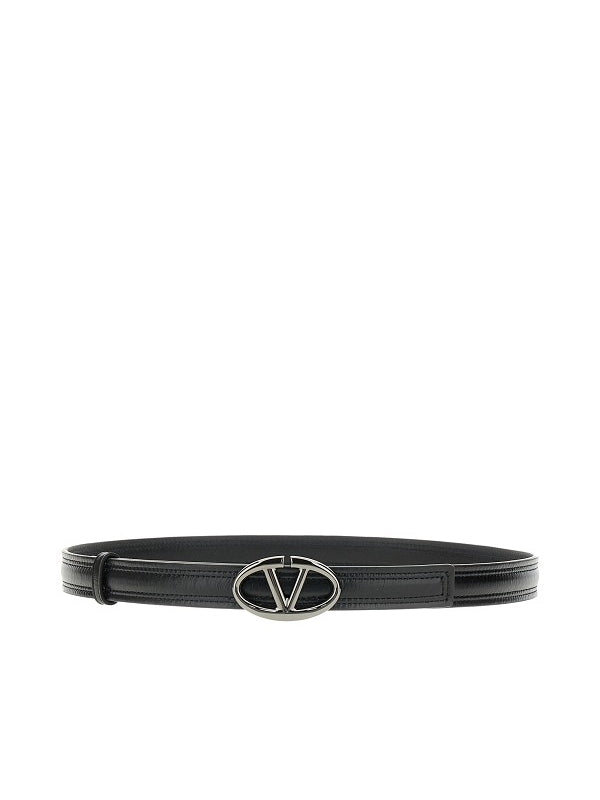 V Logo Leather Belt