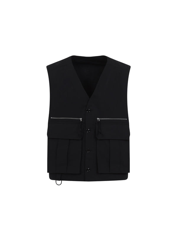 Pocket Zip Detail Cotton Vest