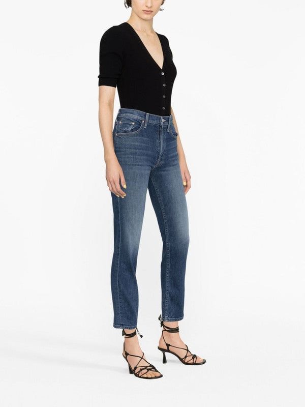 High-Waist Cropped Denim Pants