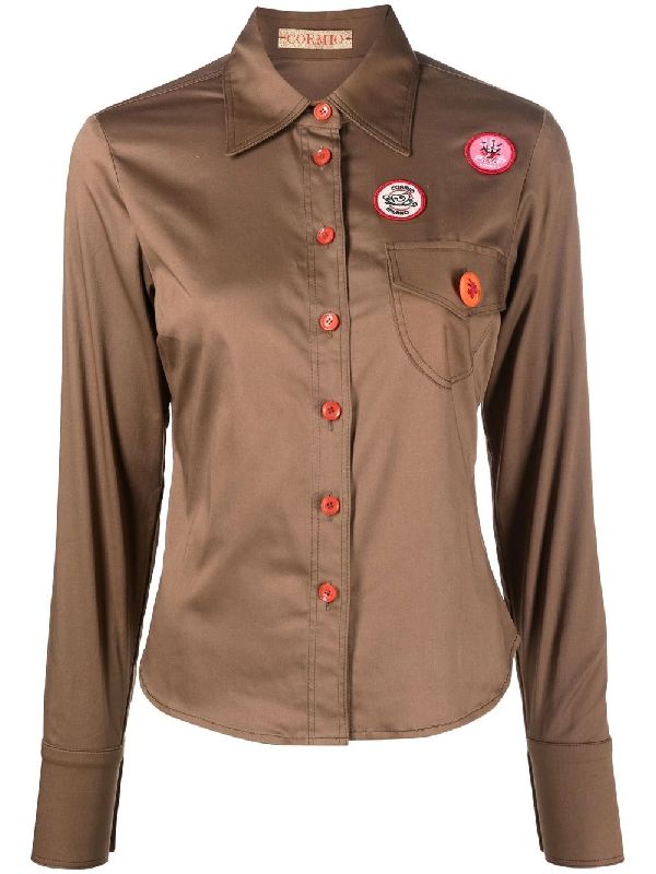 Katy Multi-Badge Detail Slim Shirt