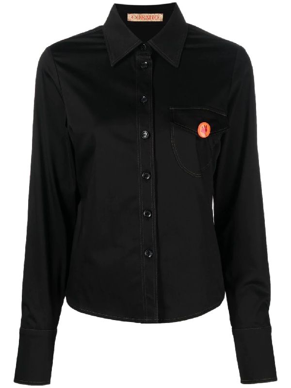 Katy Multi-Badge Detail Slim Shirt