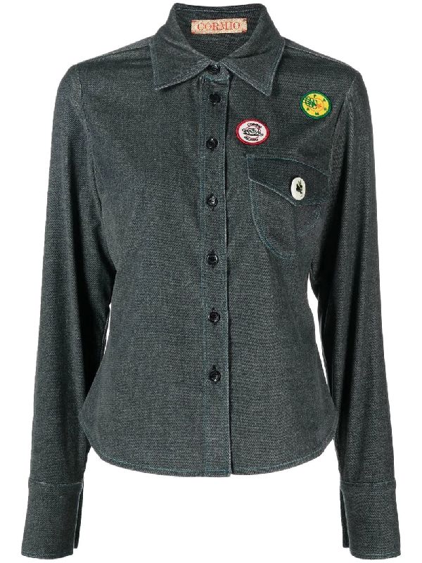 Katy Multi-Badge Detail Slim Shirt