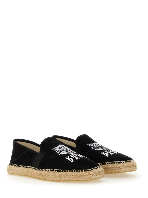 Logo Embroidered Cotton Espadrilles