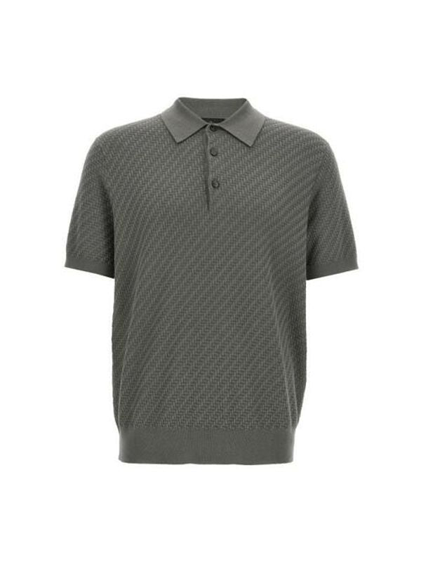 Jacquard Pattern Cotton Silk
  Polo Shirt