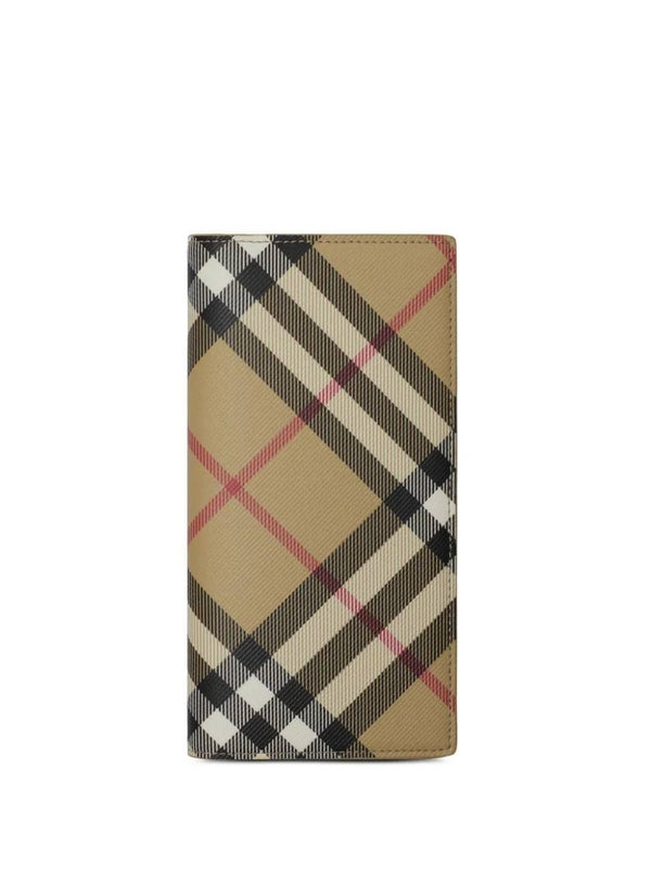 Vintage Check Pattern Flap Long Wallet