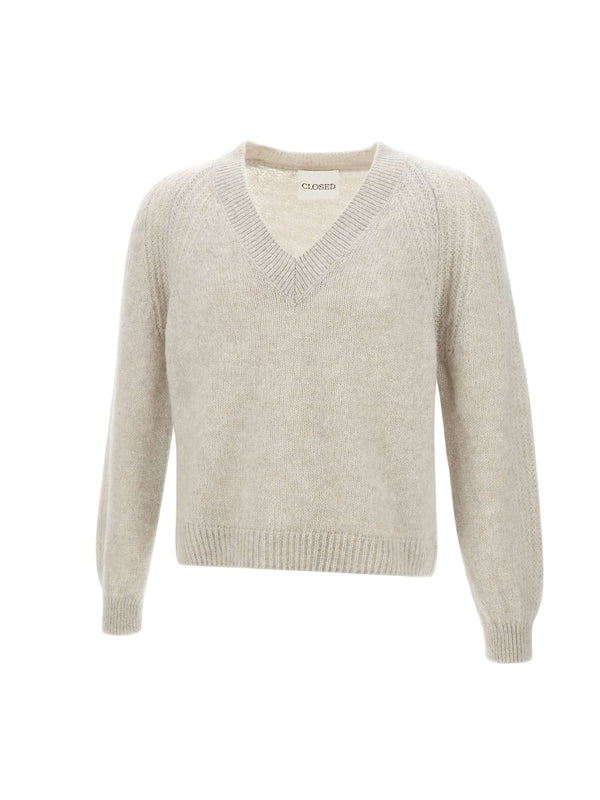 V-Neck Nylon Alpaca Wool Knit
