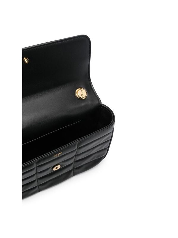 Metal Logo Quilted Leather
  Chain Shoulder Bag