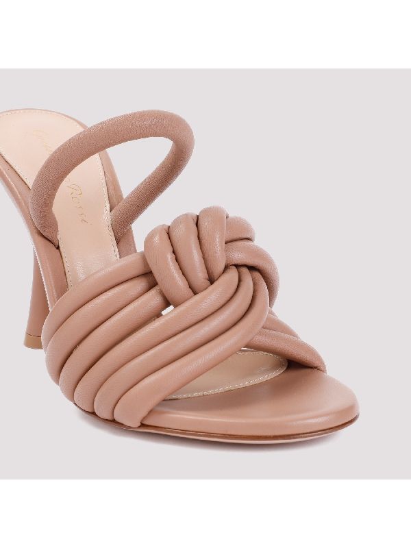 Braid Detail Leather Sandal Heel