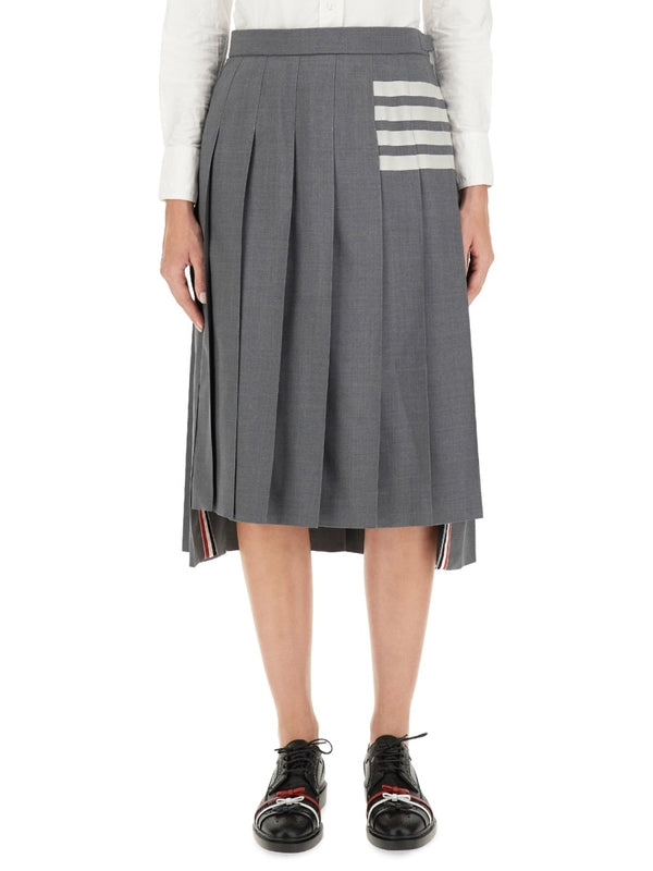 4-Bar Wool Pleated Skirt