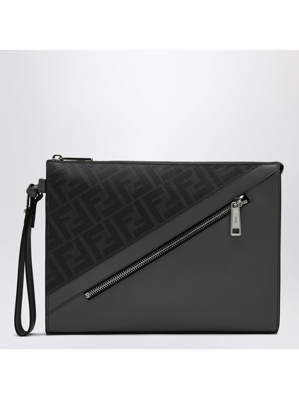 FF Leather Fabric Clutch