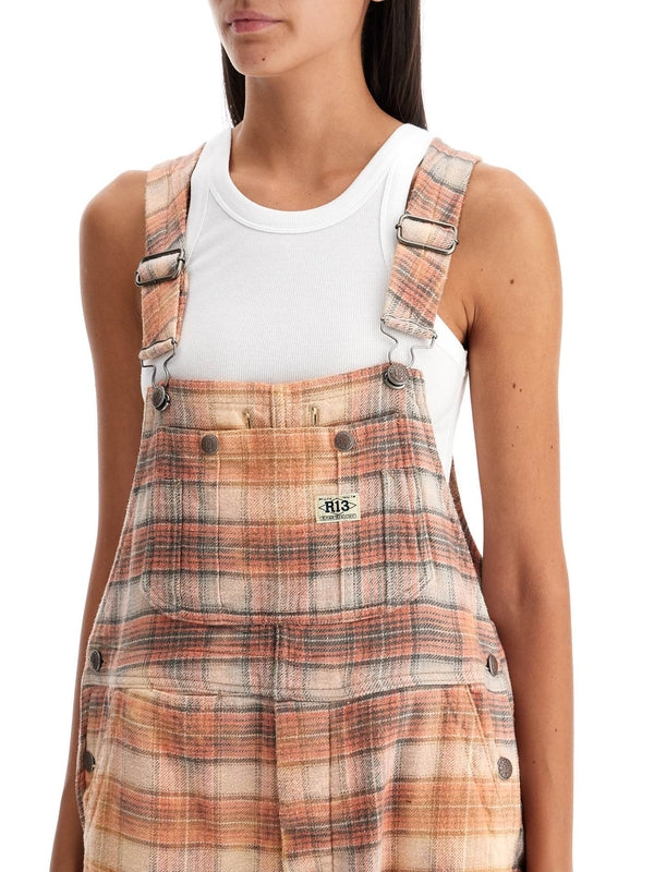 Jumbo Check Distressed Overalls