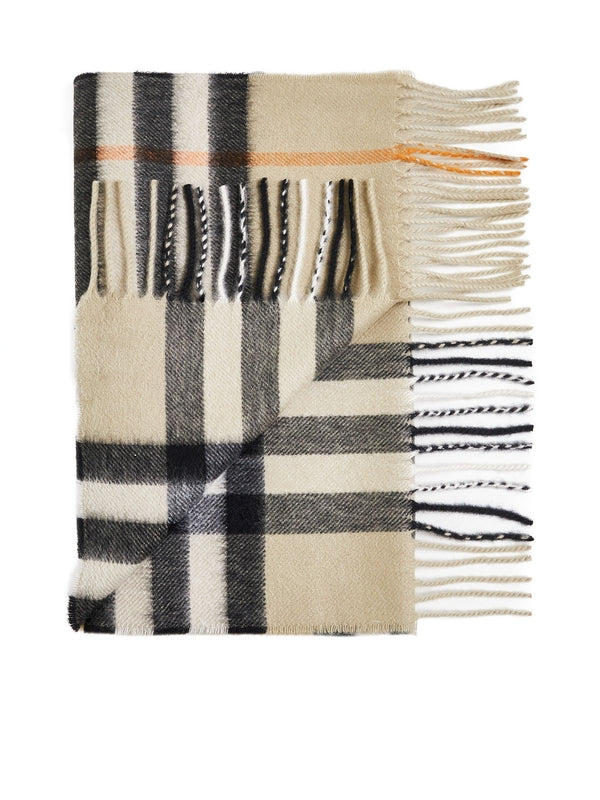 Check Fringe Cashmere Muffler