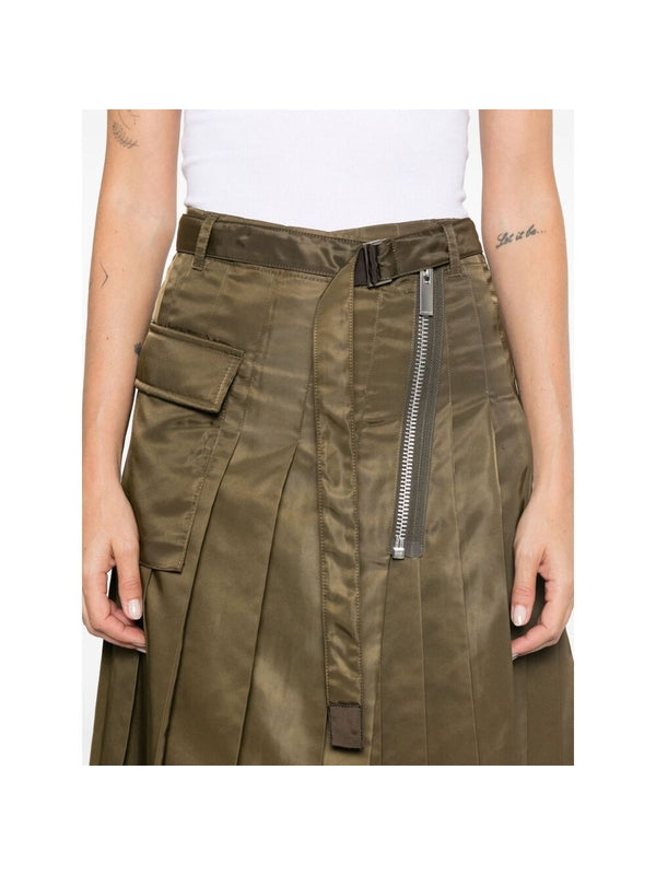 Zipper Detail Asymmetric Twill Skirt