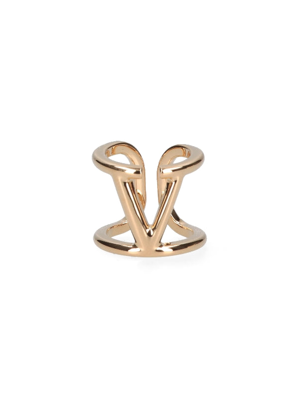 V Logo Gold Tone Ring