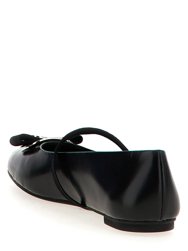 Zina Bow Leather Ballerina Flats