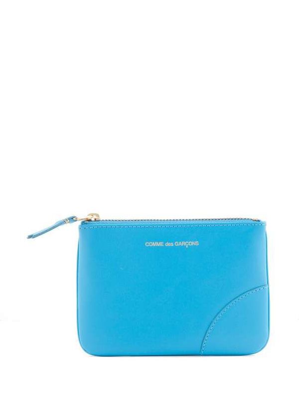 Logo Blue Leather Zip Wallet