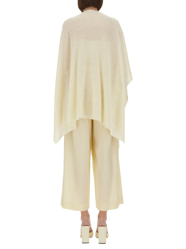 Beige Nylon Wool Cape