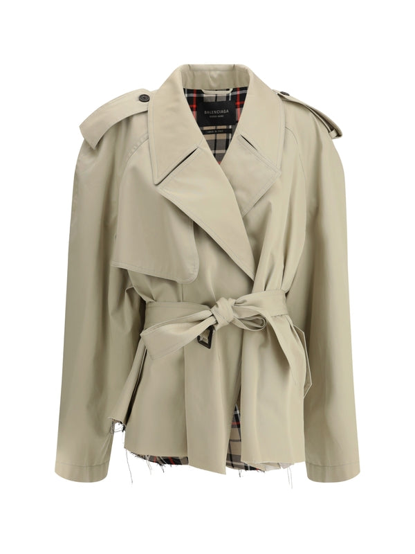 Belt Decoration Cotton Crop Trench Coat