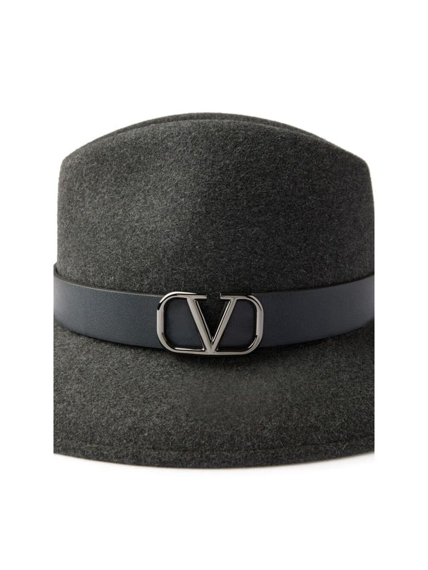 V Logo Wool Fedora