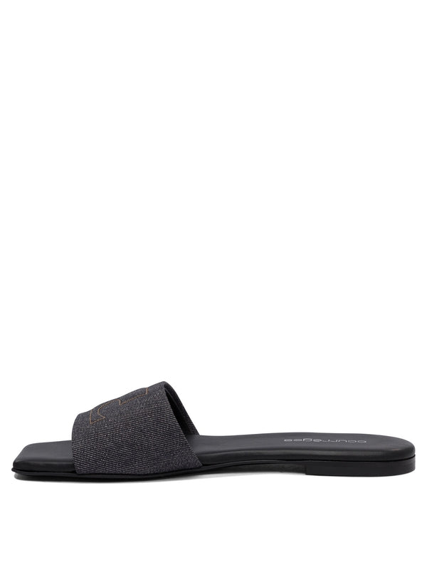 Shadow Logo Detail Leather Slide