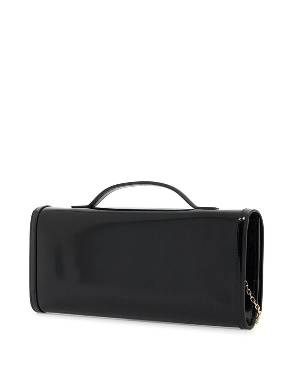 Buckle Brushed Leather Chain Clutch Bag