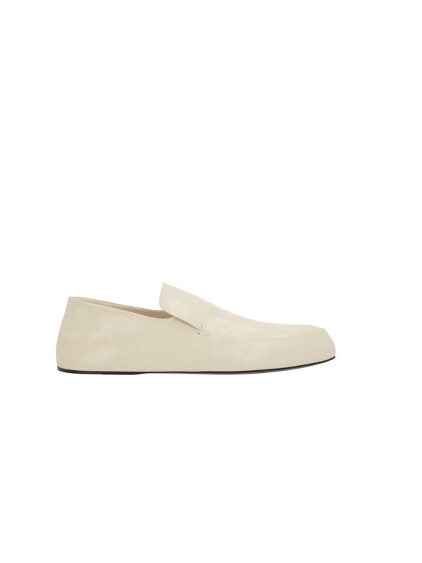 White Leather Flat Loafers