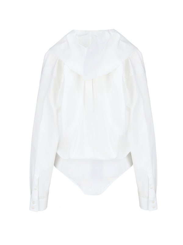 White Cotton Hoodie
  Bodysuit