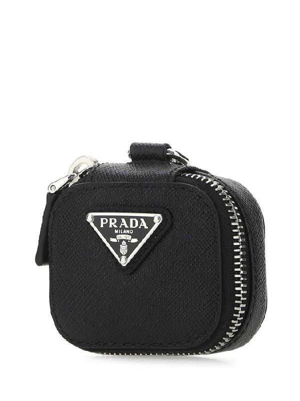 Saffiano Triangle Logo Mini Keyring Pouch