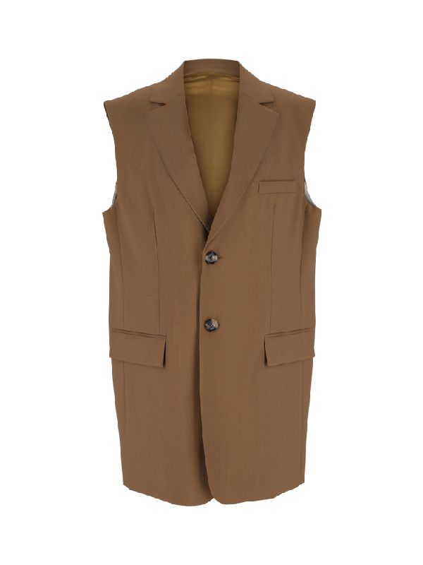 Brown Single Wool Vest Jacket