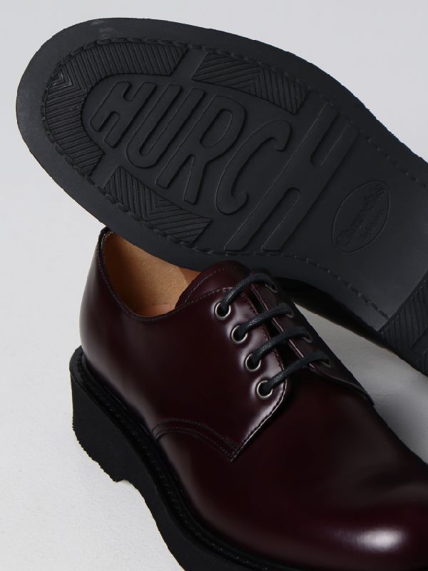 Burgundy Leather Lace-up Derby Shoes