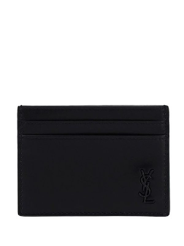 Black Monogram Leather Card Wallet