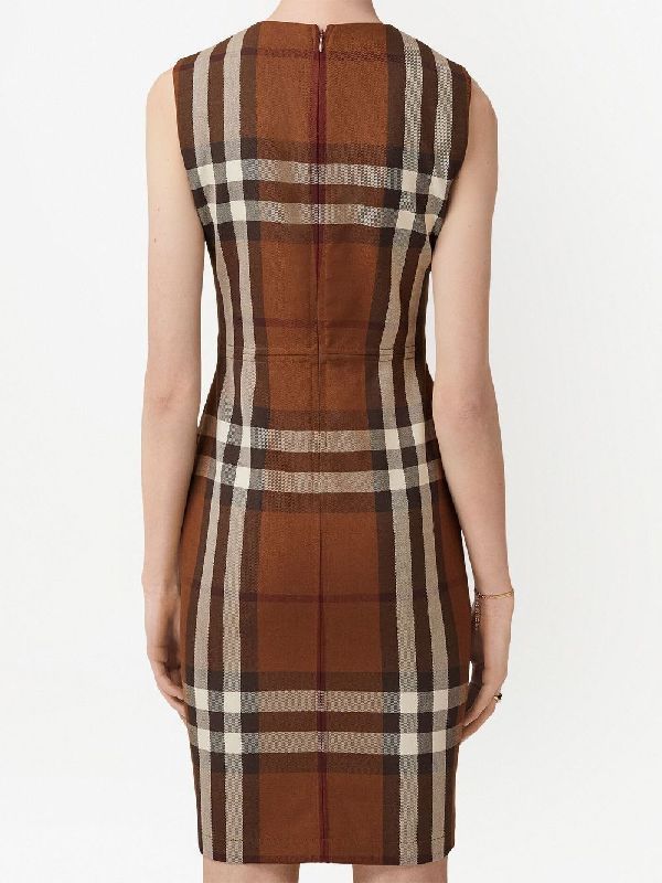 Brown Check Check Wool Dress