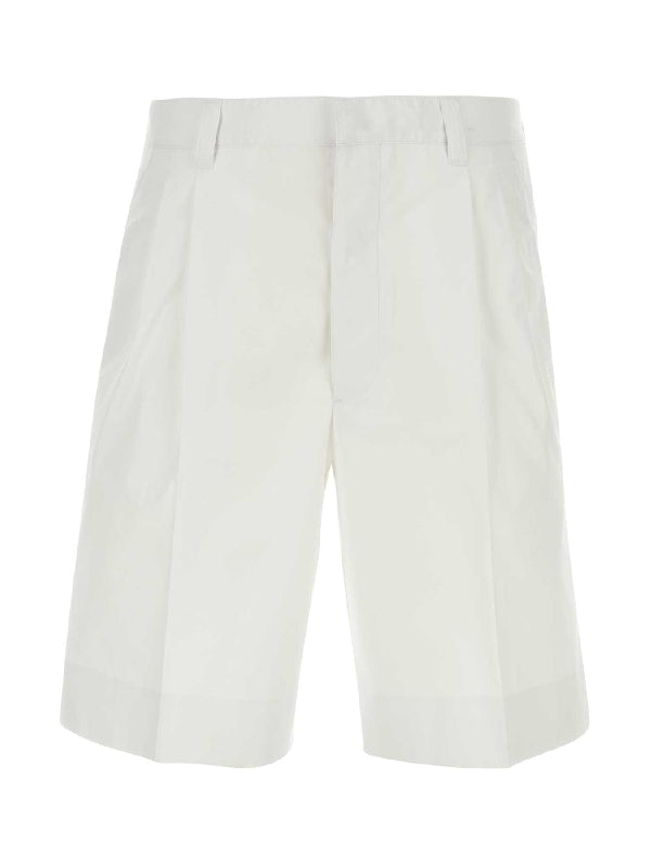 White Cotton Bermuda Pants