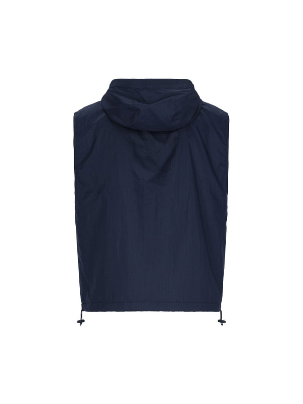 4-Bar Detail Nylon Hoodie Vest