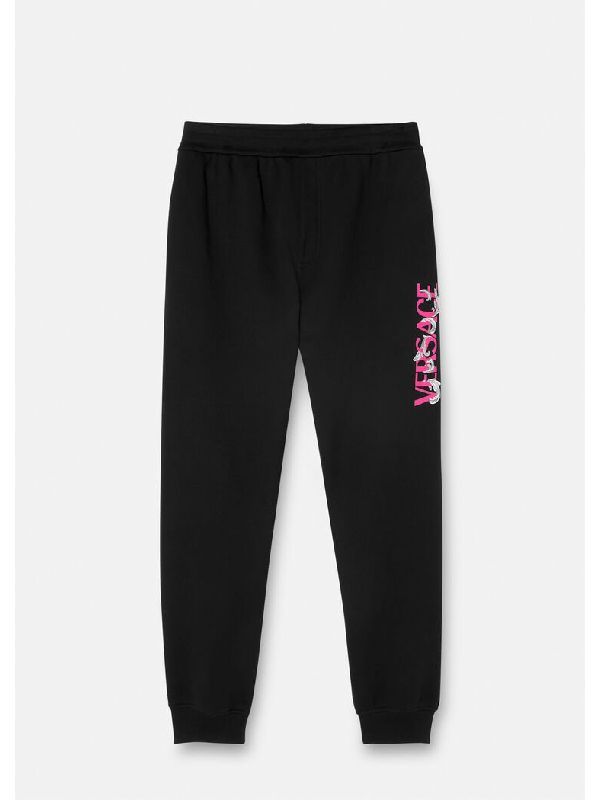 Silver Baroque Logo Jogger Pants