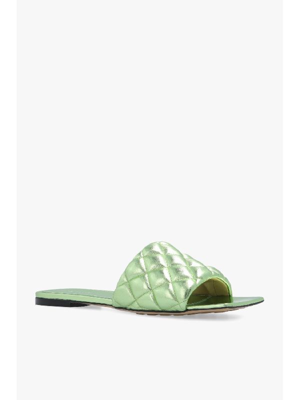 Quilted Leather Square Toe Flat Mule