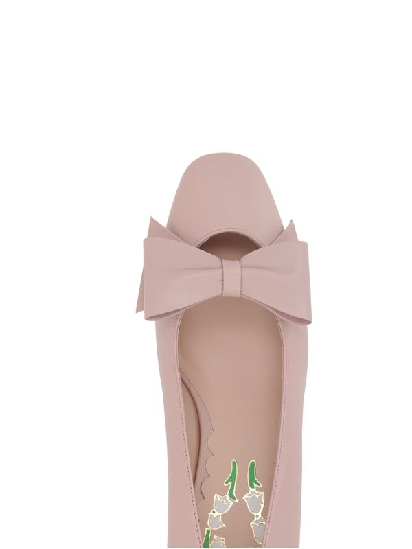 Bow Embellished Leather Pumps Heels