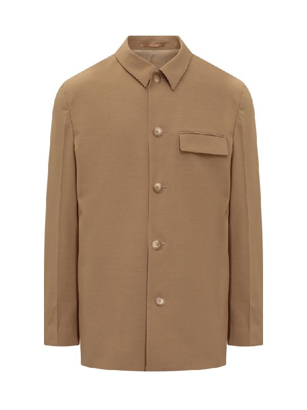 Beige Tailored Overshirt